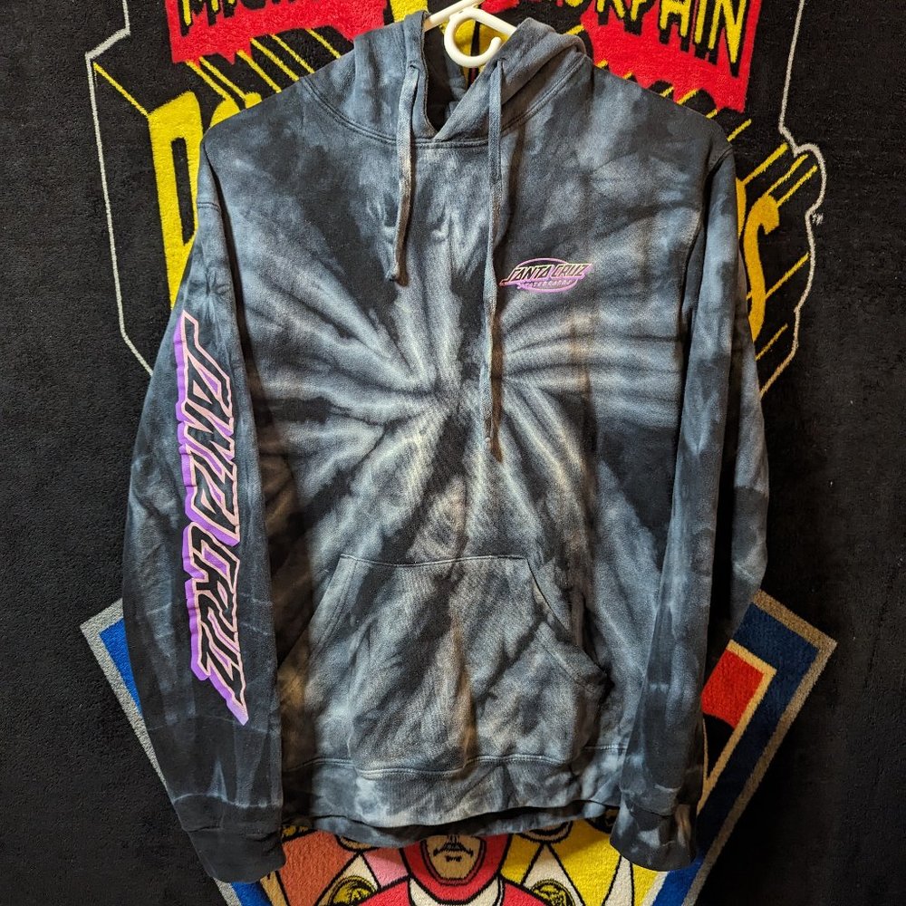 Santa Cruz Skateboards Gray Bleach Dye Pullover Hoodie size Small